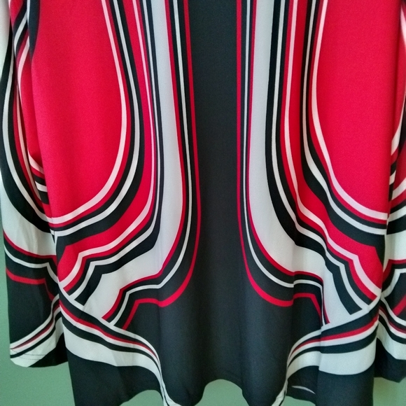New red stripes long sleeves casual festive plus size scoop neck tunic sz 18/20 - Picture 3 of 11